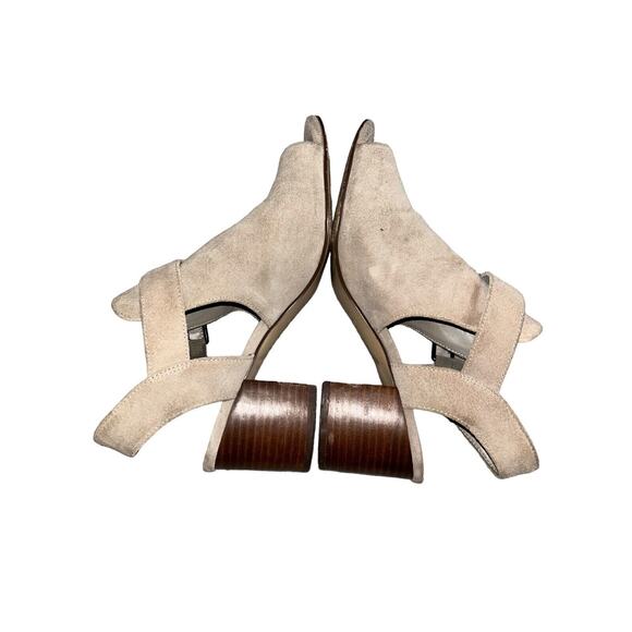 Nine West Women's Size 7.5M Ganci Tan Leather Open Toe Block Heel Ankle Booties - Picture 7 of 9